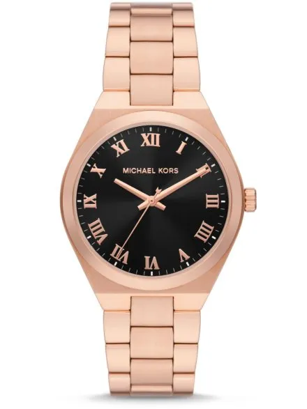 Michael Kors Lennox MK7392 różowozłoty zegarek damski z czytelną czarną tarczą