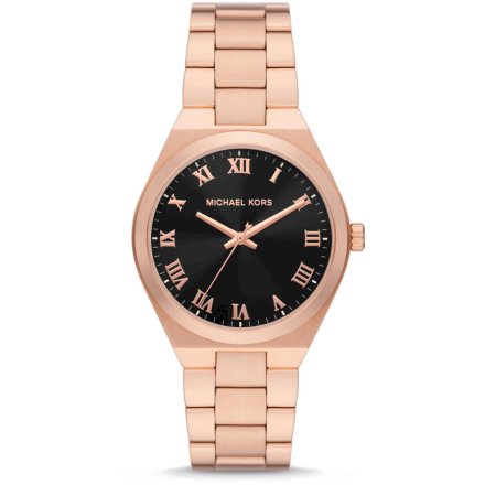 Michael Kors Lennox MK7392 różowozłoty zegarek damski z czytelną czarną tarczą