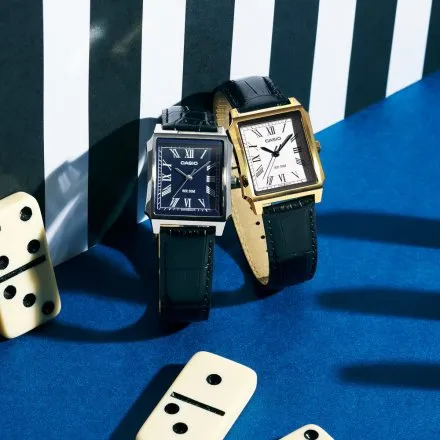 Casio Classic zegarek klasyczny z prostokątną tarczą na pasku MTP-B190GL-7BVEF