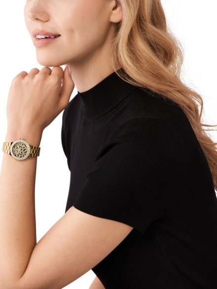 Michael Kors Lennox MK7394 złoty zegarek damski z tarczą o motywie panterki