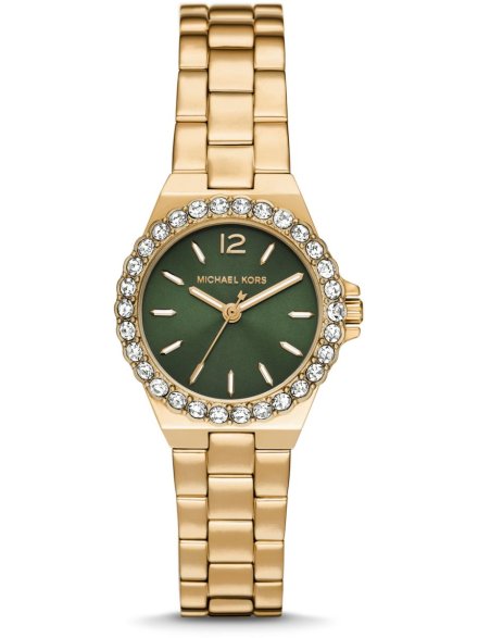 Michael Kors Lennox MK7395 złoty zegarek damski z zieloną tarczą 