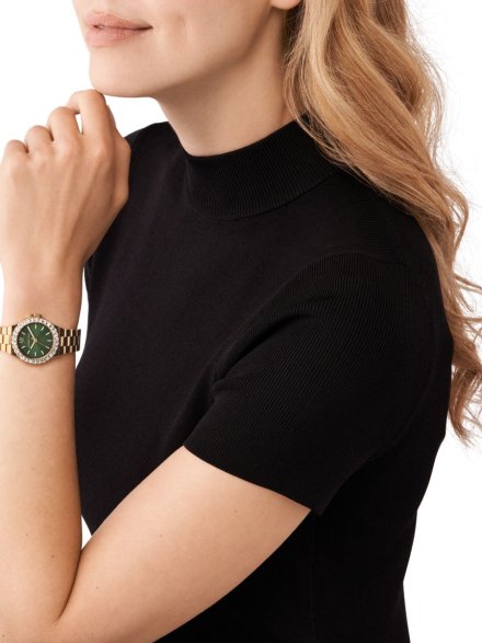 Michael Kors Lennox MK7395 złoty zegarek damski z zieloną tarczą 