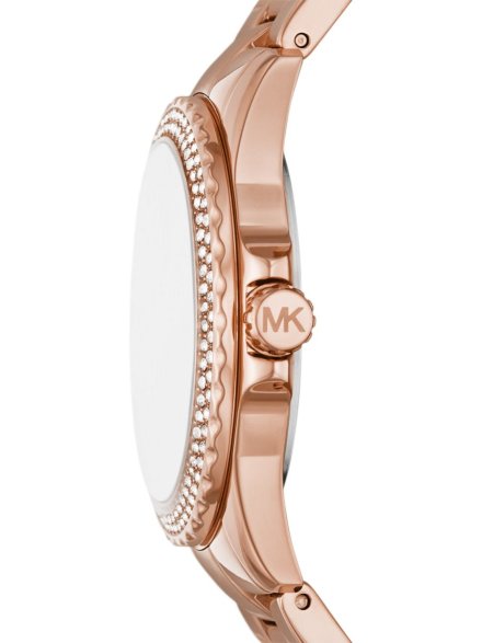 Michael Kors Everest MK7403 srebrny zegarek damski na bransolecie z perłową tarczą 