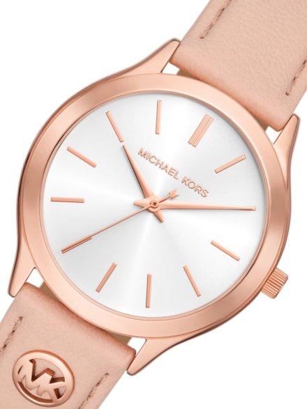 Michael Kors Slim Runway MK7467 różowozłoty zegarek damski na różowym pasku