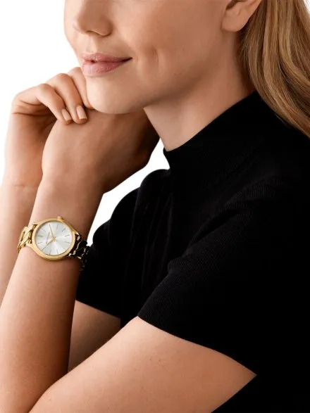 Michael Kors Slim Runway MK7472 złoty zegarek damski bransoletka łańcuch