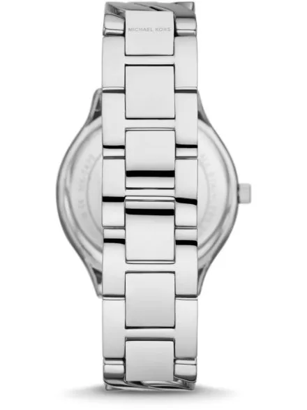 Michael Kors Slim Runway MK7474 srebrny zegarek damski łańcuch bransoletka