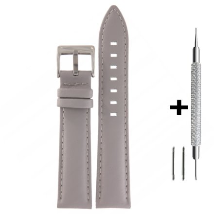 Szary pasek 22 mm skórzany DILOY 330.22.36 + GRATIS dwa teleskopy i narzędzie