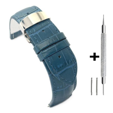 Niebieski pasek 20 mm skórzany DILOY 336.20.5 + GRATIS dwa teleskopy i narzędzie