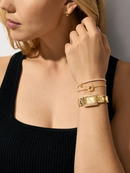 Michael Kors Emery MK7510SET złoty zegarek damski o prostokątnej kopercie z bransoletkami w zestawie