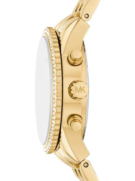 Michael Kors Ritz Chronograph MK7530 złoty zegarek damski z kryształkami na kopercie