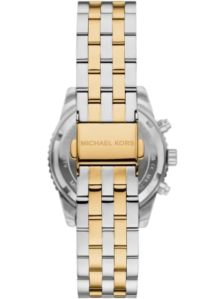 Michael Kors Ritz Chronograph MK7532 srebrno-złoty zegarek damski z kryształkami na kopercie