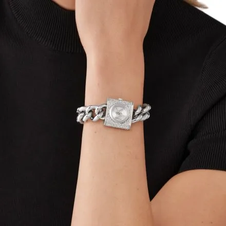 Michael Kors Chain Lock MK4718 srebrny zegarek damski łańcuch bransoletka