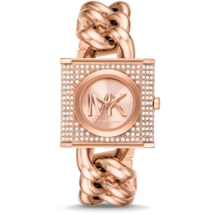 Michael Kors Chain Lock MK4827 różowozłoty zegarek damski łańcuch bransoletka