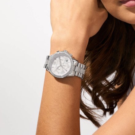 Michael Kors Brynn MK7506 srebrny zegarek damski chrono kryształki