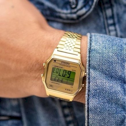 Timex T80 TW2R79200 Vintage Retro męski zegarek złoty z wyświetlaczem