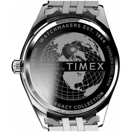 Timex Legacy Day and Date TW2V68000 Zegarek męski srebrny na bransolecie 