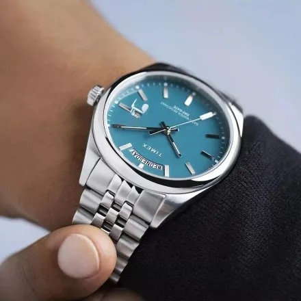 Timex Legacy Day and Date TW2V68000 Zegarek męski srebrny na bransolecie 
