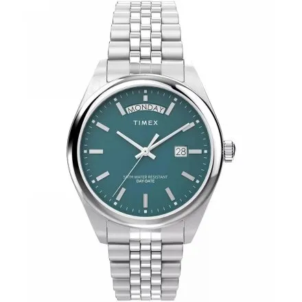Timex Legacy Day and Date TW2V68000 Zegarek męski srebrny na bransolecie 