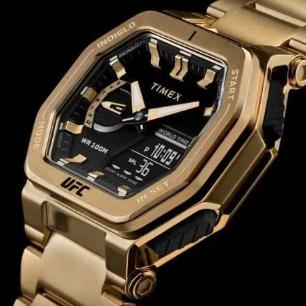Timex UFC Colossus TW2V84500 Zegarek męski sportowy na złotej bransolecie