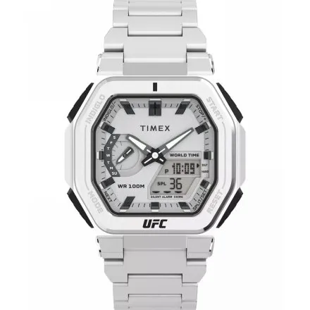 Timex UFC Colossus TW2V84700 Zegarek męski sportowy na srebrnej bransolecie