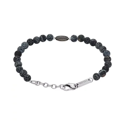 Diesel D LOGO bransoletka męska logo czarne koraliki DX1464040