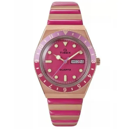 Timex Q TW2W41000 Zegarek Damski Różowozłoty z różową tarczą