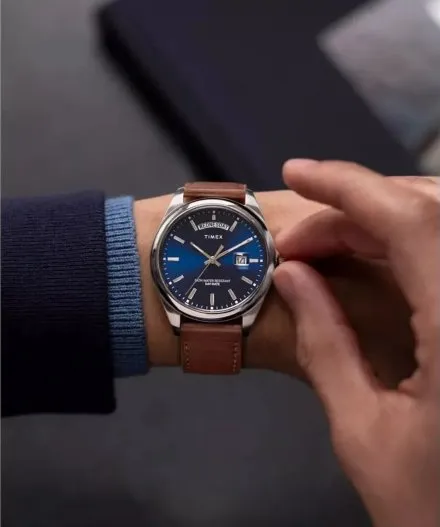 Timex Legacy TW2W57200 Zegarek męski srebrny z niebieską tarczą