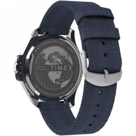 Timex Harborside Coast TW2W62700 Zegarek męski srebrny na niebieskim pasku
