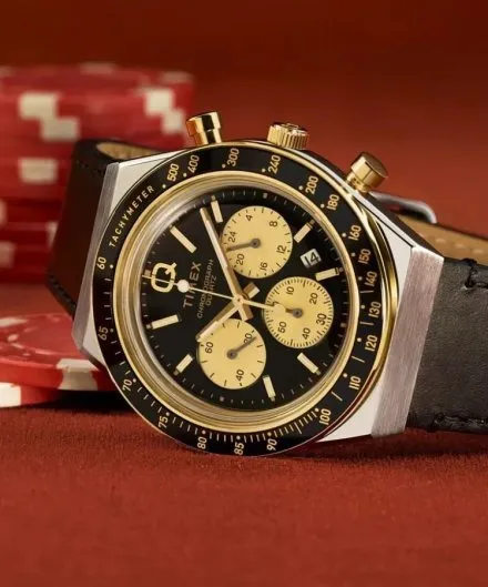 Timex Q Chronograph TW2W64300 zegarek męski na czarnym pasku