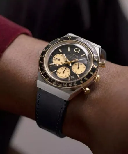 Timex Q Chronograph TW2W64300 zegarek męski na czarnym pasku