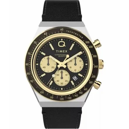 Timex Q Chronograph TW2W64300 zegarek męski na czarnym pasku