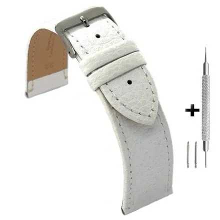 Biały pasek 20 mm skórzany DILOY 178.20.22 + GRATIS dwa teleskopy i narzędzie