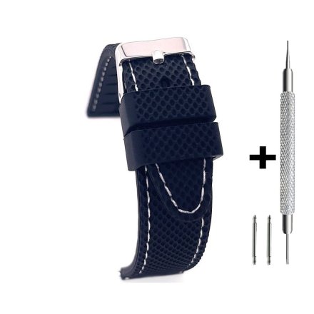 Czarny pasek 22 mm kauczukowy DILOY SBR22.22.58 + GRATIS dwa teleskopy i narzędzie