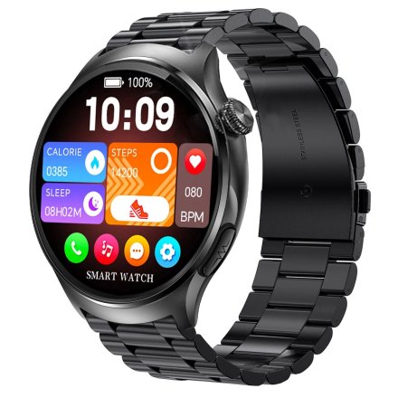 Rubicon RNCF39 czarny smartwatch z bransoletą z pomiarem EKG i cukru SMARUB080