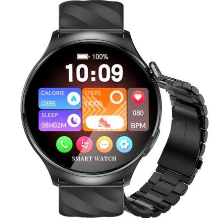 Rubicon RNCF39 czarny smartwatch z bransoletą z pomiarem EKG i cukru SMARUB080