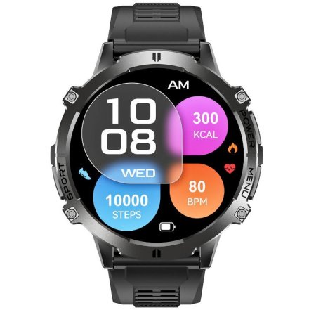 Rubicon RNCF40 czarny smartwatch z ciśnieniomierzem i kompasem SMARUB091