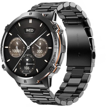Rubicon RNCF40 czarny smartwatch bransoletą z ciśnieniomierzem i kompasem SMARUB092