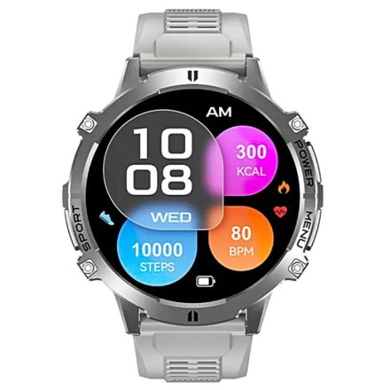 Rubicon RNCF40 srebrny smartwatch z ciśnieniomierzem i kompasem SMARUB097