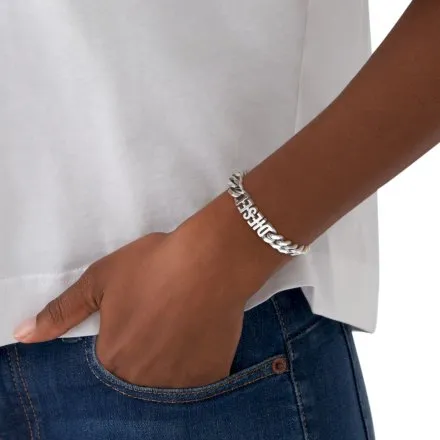 Diesel Steel bransoletka męska srebrna z napisem DIESEL DX1389040