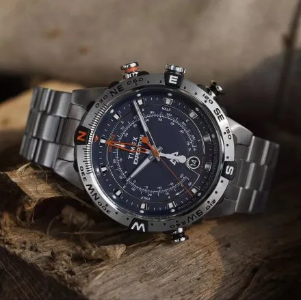 Timex Expedition Tide Temp Compass TW2Y12900 Zegarek Męski srebrny na bransolecie