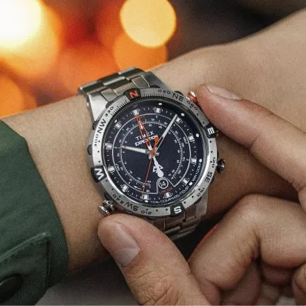 Timex Expedition Tide Temp Compass TW2Y12900 Zegarek Męski srebrny na bransolecie