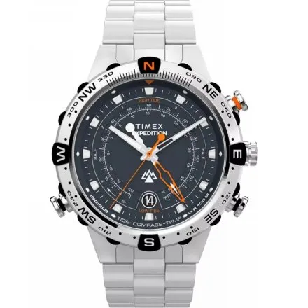 Timex Expedition Tide Temp Compass TW2Y12900 Zegarek Męski srebrny na bransolecie