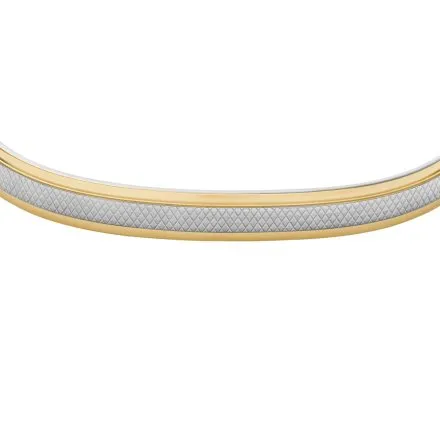 Fossil Machine bransoletka sztywna mankietowa srebno-złota JF04916998