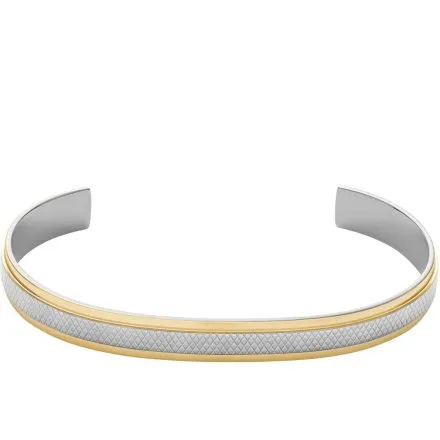 Fossil Machine bransoletka sztywna mankietowa srebno-złota JF04916998