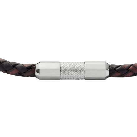 Fossil Machine bransoletka męska pleciona skórzana brązowo-czarna JF04918040