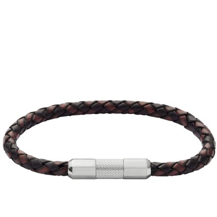 Fossil Machine bransoletka męska pleciona skórzana brązowo-czarna JF04918040
