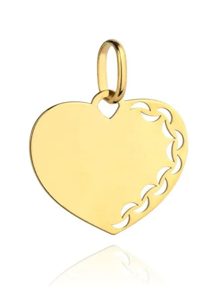 Złota zawieszka wisiorek serce ażurowe • Złoto 585 0.66 g