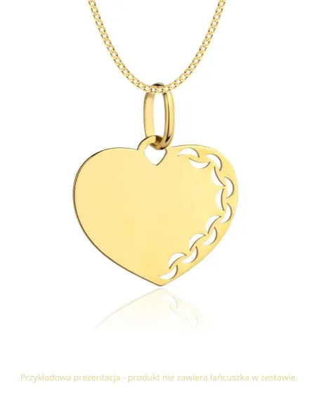 Złota zawieszka wisiorek serce ażurowe • Złoto 585 0.66 g
