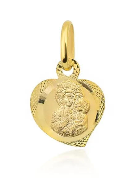 Medalik złoty Matka Boska Częstochowska serce w prawo • Złoto 585 0.78 g