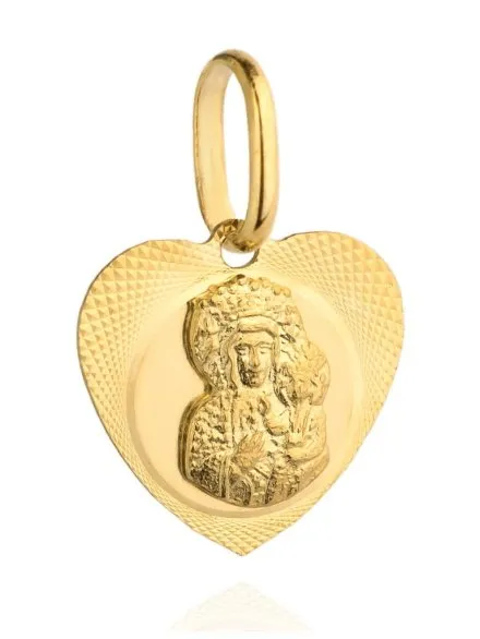 Medalik złoty Matka Boska Częstochowska serce • Złoto 585 0.81 g